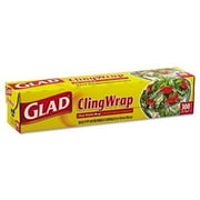 Glad Cling Wrap Plastic Wrap, 300 Square Foot Roll, Clear, 12/Carton