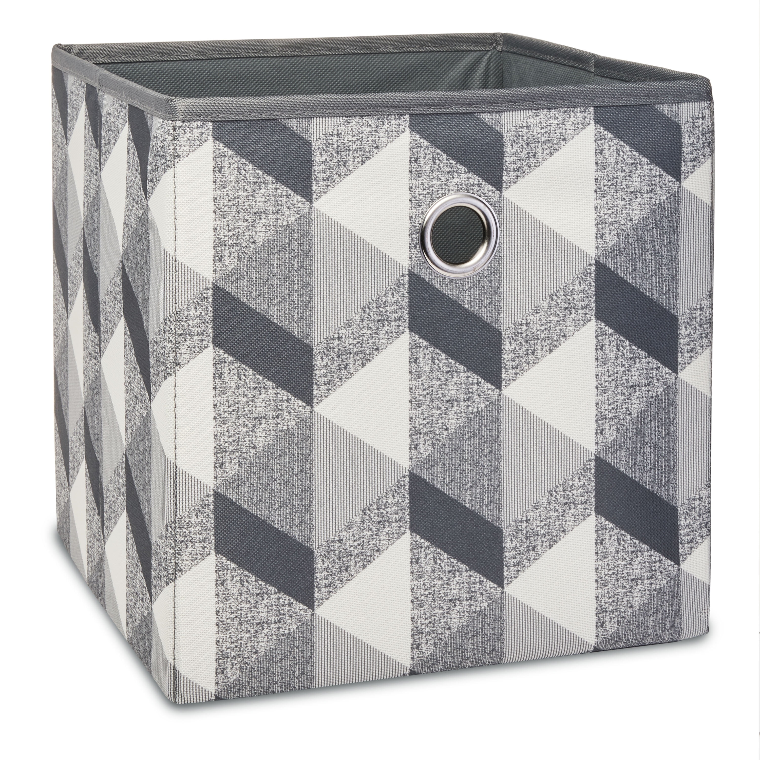 Mainstays Collapsible Fabric Cube Storage Bins (10.5" x 10.5"), 3D Gray Geo