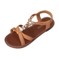 thumbnail image 3 of Summer Women's Sandals Flat Heel Open Toe Elastic Straps Women's Casual Versatile Comfortable Beach Sandals, 3 of 10