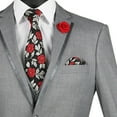 thumbnail image 2 of Luxurious Men's Slim-Fit 3-Piece Textured Solid Trimmed Lapel Suit - Light Gray 40S, 2 of 4