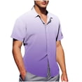 thumbnail image 2 of S-4X Plus Size Shirts for Men Big & Tall Short Sleeve Button-Down Tshirts Shirt Trendy Gradient Printed Lapel Lightweight Hawaiian Beach Tees Tops, 2 of 6