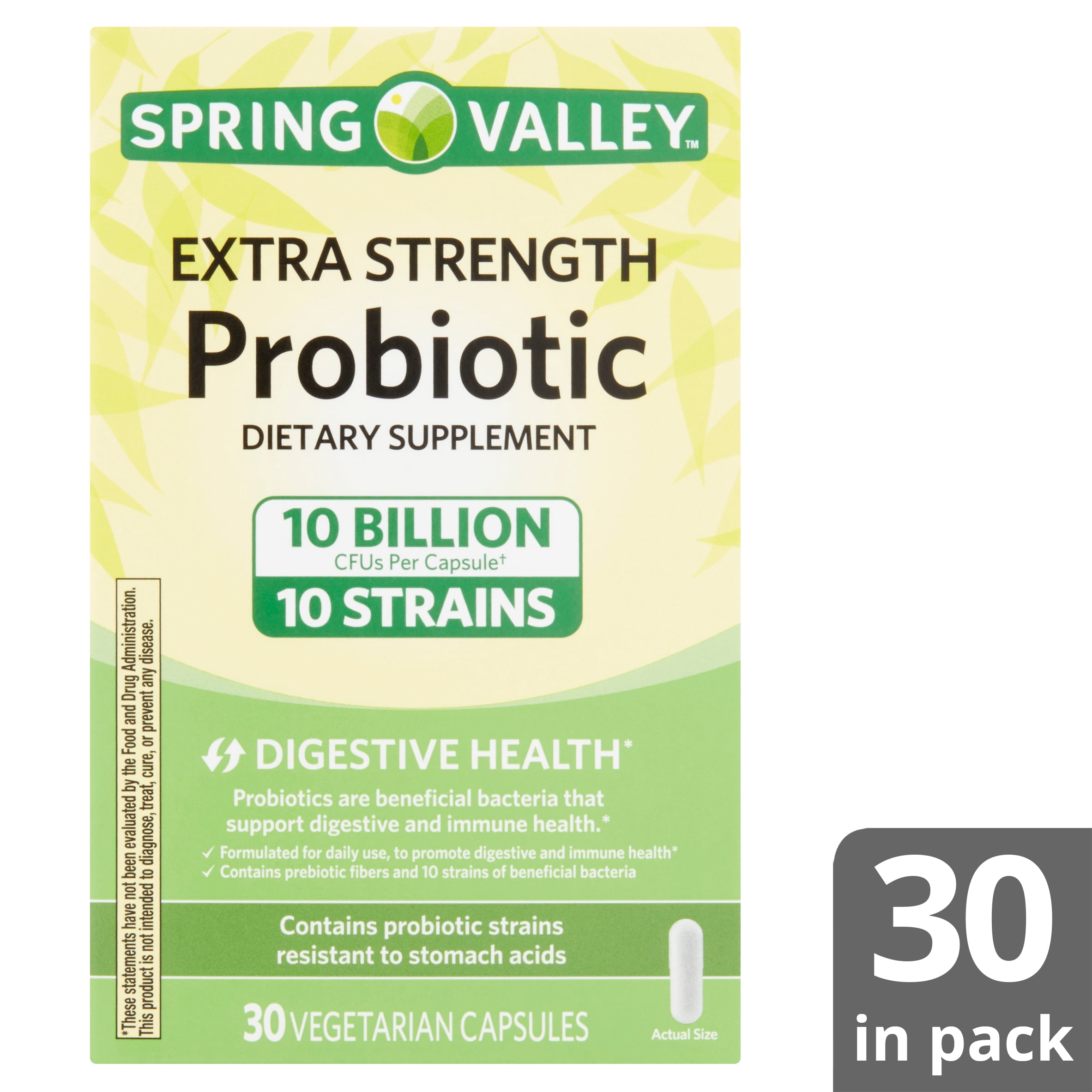 Spring Valley Extra Strength Probiotic Vegetarian Capsules, 30 Count