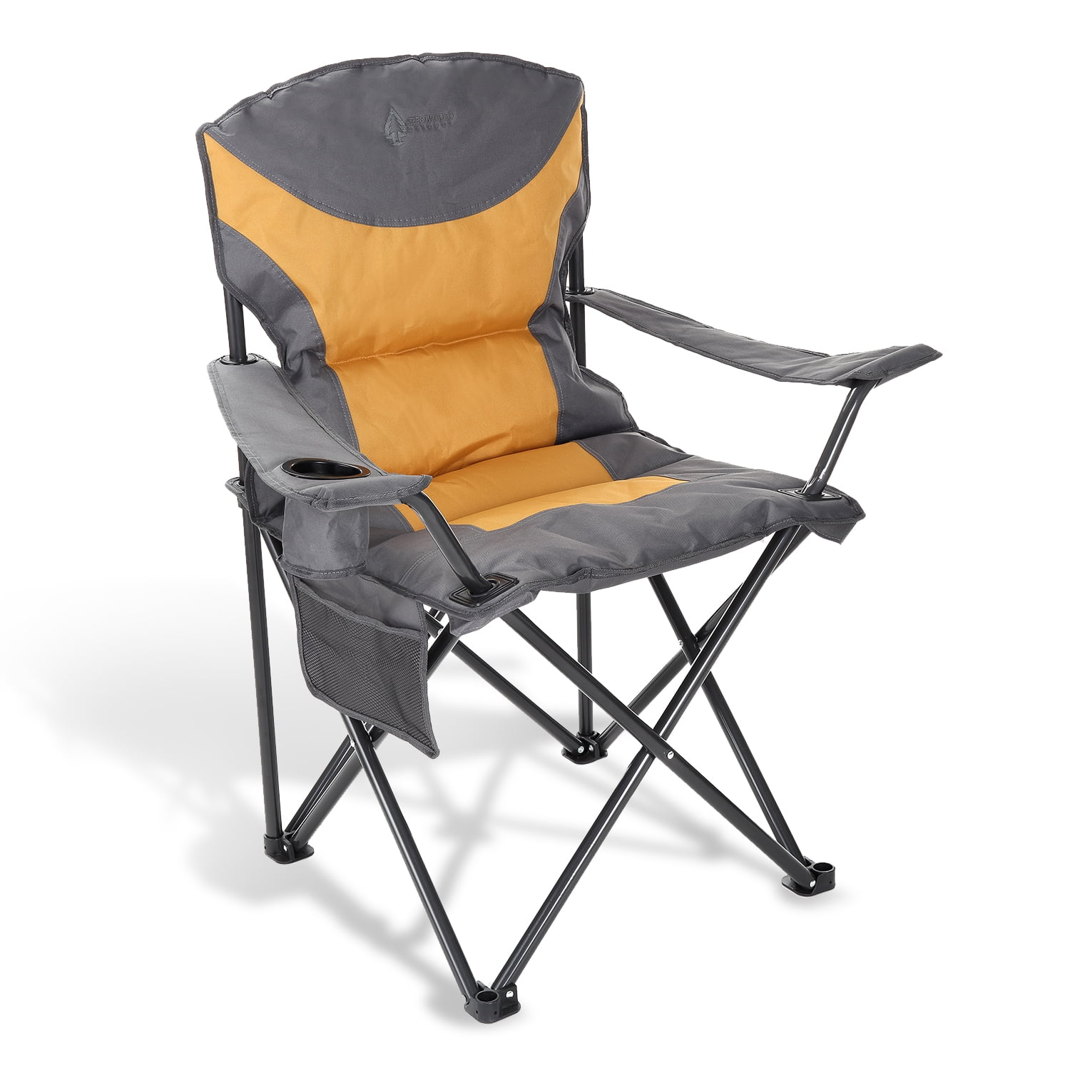 Portable Oversized Cushioned Loveseat Quad Folding Camping Chair Heavy Duty Gray 