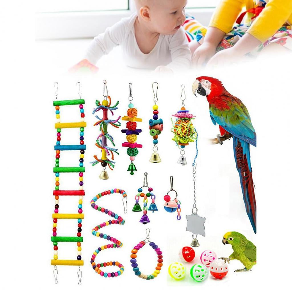 15Pcs Bird Toys Chewing Toys with Bell Ball Bird Training Toys for Small Parakeets, Cockatiels, Budgies, Conures, Birds, Finches