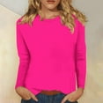 thumbnail image 2 of ShomPort Women's Tops Casual Round Neck Long Sleeve Tunic Tops Solid Color Basic T-Shirts, 2 of 2