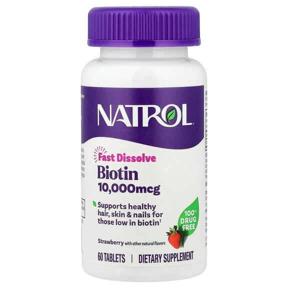 Natrol Biotin 10,000 mcg Fast Dissolve Tablets, Strawberry 60 ea