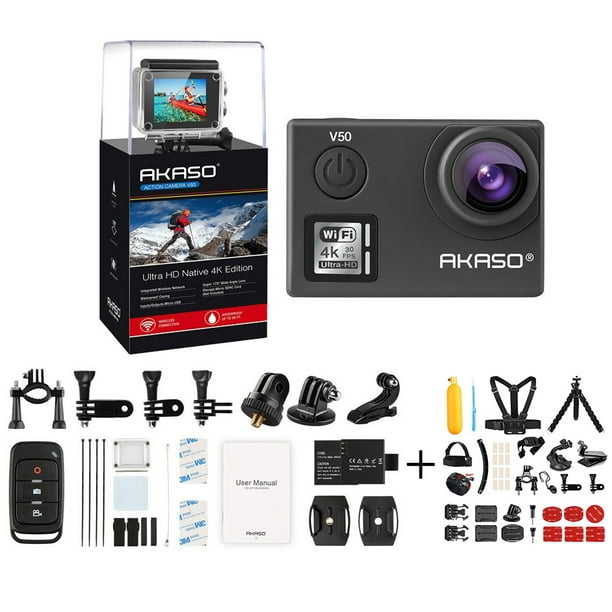 Akaso V50 Native 4k mp Wifi Sport Action Camera Ultra Hd mp Waterproof 170 Degree Adjustable Wide Angle Camcorder 14 In 1 Action Camera Accessory 1 Year Extended Warranty Walmart Com