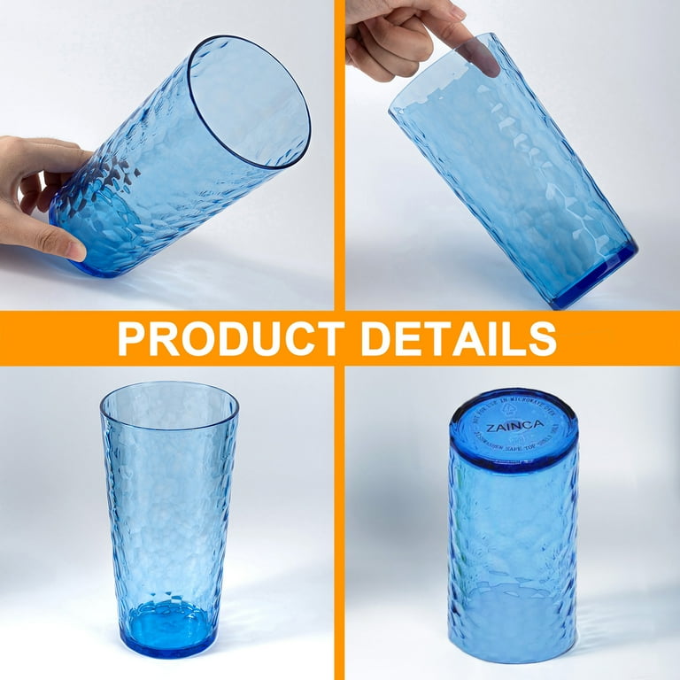 ZAINCA Hammered 24oz Plastic Tumblers Set, 8pk, Multicolor - Walmart.com
