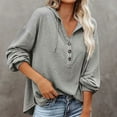 thumbnail image 2 of Jalioing Women's Hooded Pullover Hoodies Button V-Neck Drawstring Long Sleeve Lounge Baggy Sweatshirt (Large, Gray), 2 of 9