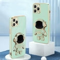 thumbnail image 2 of Compatible with iPhone 12 Pro Case Cute, 3D Astronaut Stand Shockproof Camera Protection Space Kickstand Soft Plating Cover for Apple iPhone 12 Pro Phone Case Green, 2 of 12