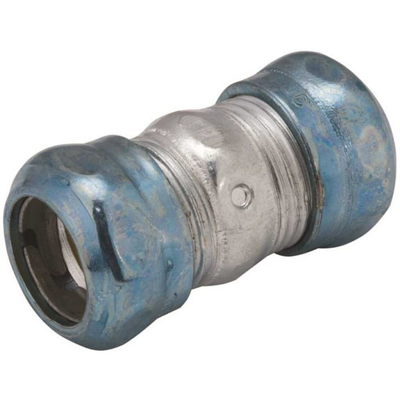 Raco EMT Coupling, 3/4 in, Compression, Steel, Plain, Blue; Gray 2923RT