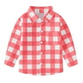 thumbnail image 6 of HOMADLES Boys Long Sleeve Shirts Plaid Print Soft Button Tops Campus style, Uniform Shirt Red 3 T, 6 of 7