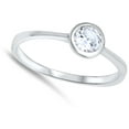 thumbnail image 4 of Bezel Round Solitaire White CZ Wedding Ring .925 Sterling Silver Band Jewelry Female Size 5, 4 of 4