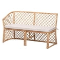 thumbnail image 2 of bali & pari Ellard Bohemian Light Honey Rattan 3-Piece Dining Nook Set, 2 of 6