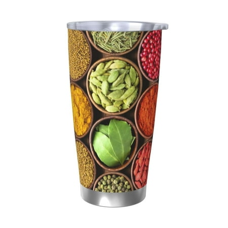 

Bingfone Spices And Herbs for 20 Oz Stainless Steel Travel Mug Double Wall Water Coffee Cup for Home Office Outdoor Works Great for Ice Drinks and Hot Beverage-Without Straw