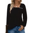 thumbnail image 4 of UVN Fall Square Neck Tops for Women Long Sleeve Blouse Ladies Dressy Button Shirts, 4 of 9