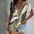 thumbnail image 2 of Gibobby Camiseta de Manga Corta con Cuello en V Camiseta suelta informal con cuello en V para mujer, blusa manga corta con estampado(Verde,M), 2 of 5