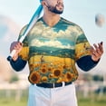 thumbnail image 5 of KLL Field Style Bicycle Young Sunflower for Men's Baseball Shirts,Short Sleeve Casual Shirts Button Down Shirt for Men Beach Summer Wedding Shirt-Large, 5 of 7