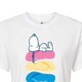 thumbnail image 3 of Peanuts - Summer Edition - Snoopy & Flip Flops - Juniors Cropped Cotton Blend T-Shirt, 3 of 5