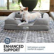 PetFusion Ultimate Orthopedic Memory Foam Dog Bed & Lounge with Medium Firmness Pillow, Waterproof Liner & Breathable Cotton Cover, Small, Gray