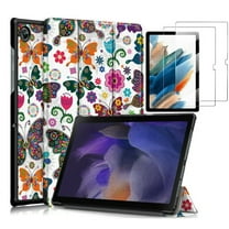 Galaxy Tab A8 10.5" (2022) Case SM-X200/X205/X207 With Screen Protector, Epicgadget Tri-Fold Stand Cover for Samsung Tab A8 with 2 Pieces Samsung Galaxy Tab A8 10.5 inch Tempered Glass (Butterfly)