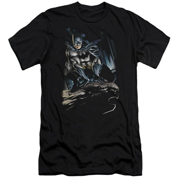 Batman Perched Premium Canvas T-Shirt Adult Slim Fit 30/1 Black