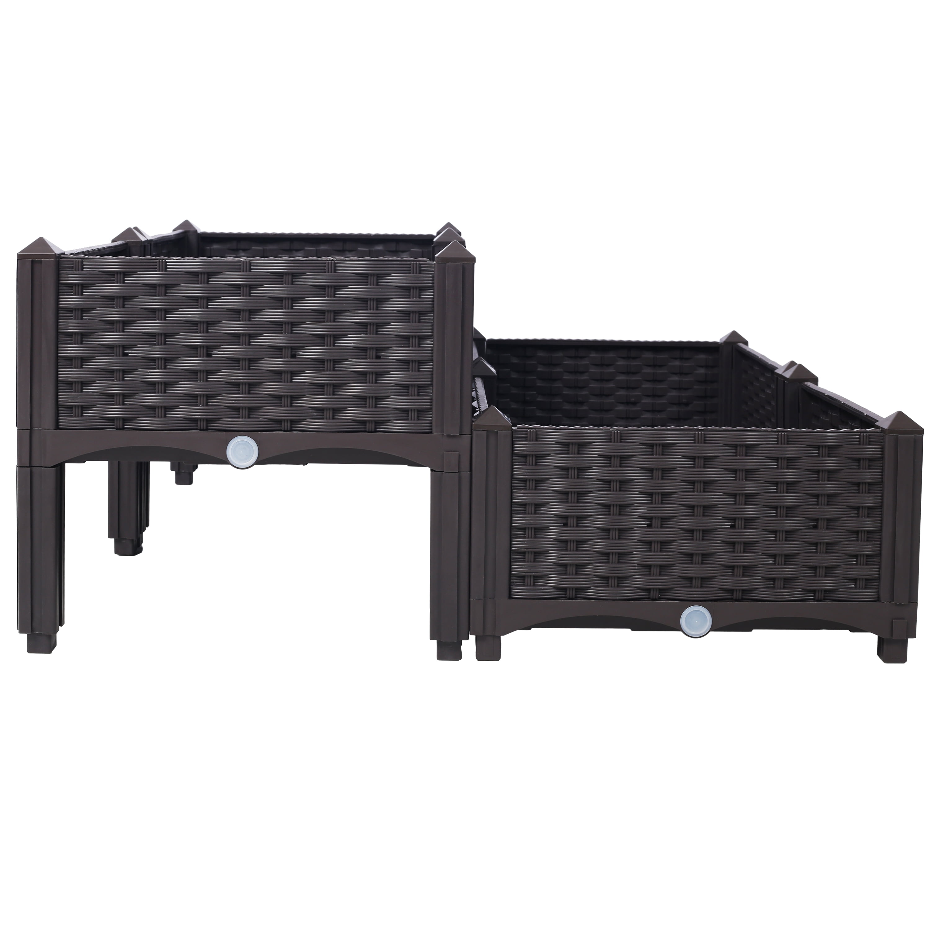 4 Piece Raised Garden Bed with Legs, Self-Watering Planter Box Raised Bed to Grow Flowers, Herbs & Vegetables, Brown