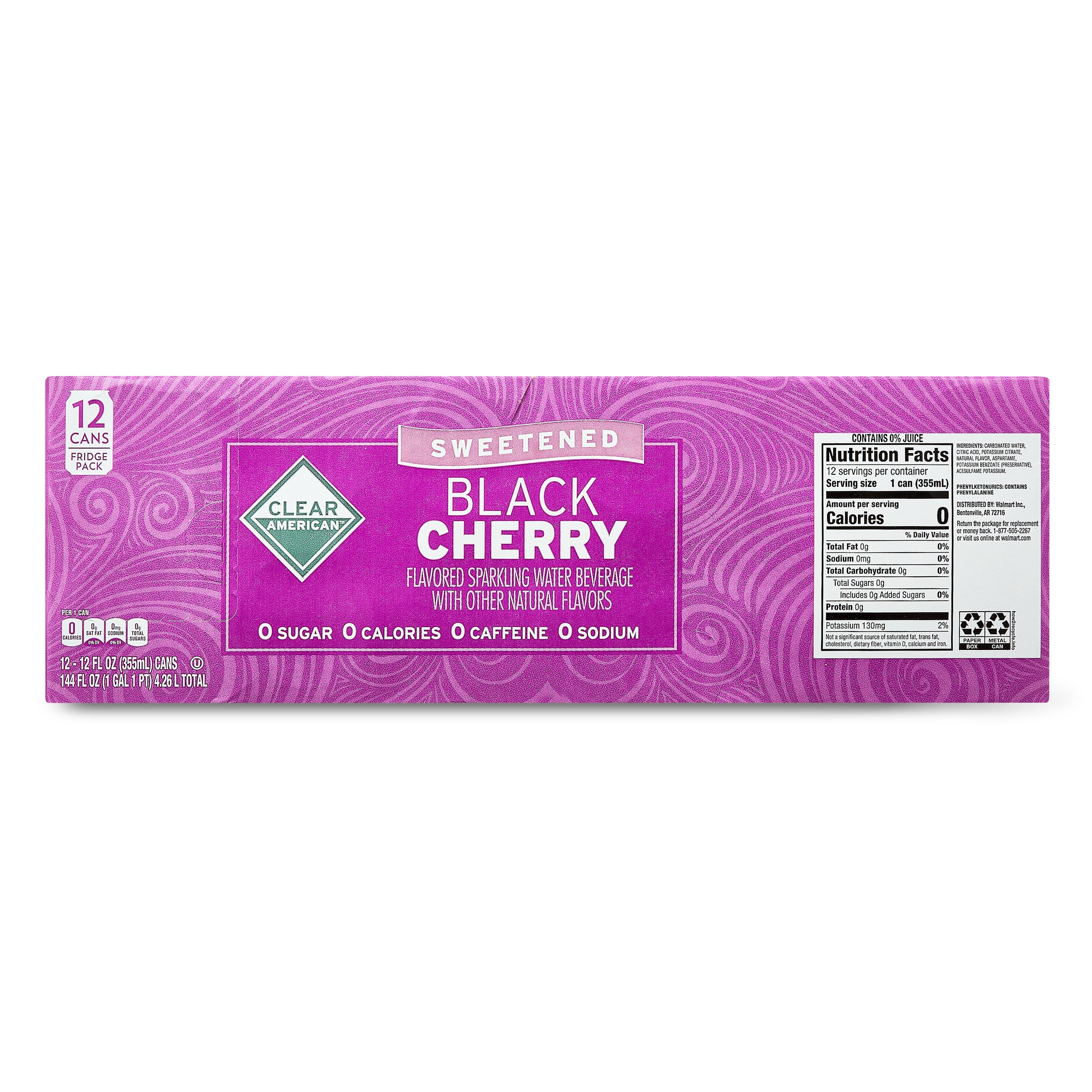 Clear American Black Cherry Sparkling Water, 12 fl oz, 12 Count