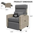 thumbnail image 3 of Outdoor Recliner Chair - Adjustable Backrest & Footrest, 150° Lay Flat, Rattan Patio Recliner with Air Pump, Flip-Up Table & Removable Cushion for Comfort, 3 of 7