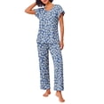 thumbnail image 2 of Fantaslook Flower Womens Pajamas Sets Two Piece Casual Lounge Sets Ruffle Sleeve Tops Wide Leg Pants with Pockets Summer Sleepwear Travel Outfits, 2 of 7