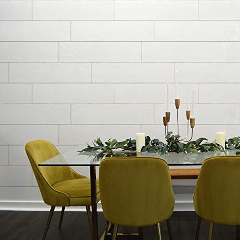 Tempaper Textured Wood Planks Shiplap White Peel and Stick Wallpaper, 20.5" x 16.5'