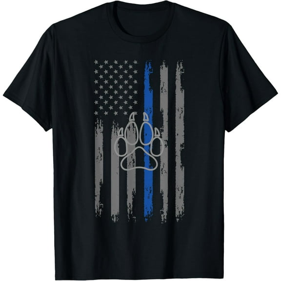 t-shirtT-Shirt Thin Blue Line Police Flag with Dog Paw Print K9 mens t shirt，black，women，funny，misfits，men，journey