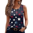thumbnail image 2 of 250 Anniversary Usa Shirts Women Patriotic Star Print Scoop Neck Botton Down Sleeveless Tank Top Patriotic Soft Summer Camping Tops,M,#01 Navy, 2 of 5