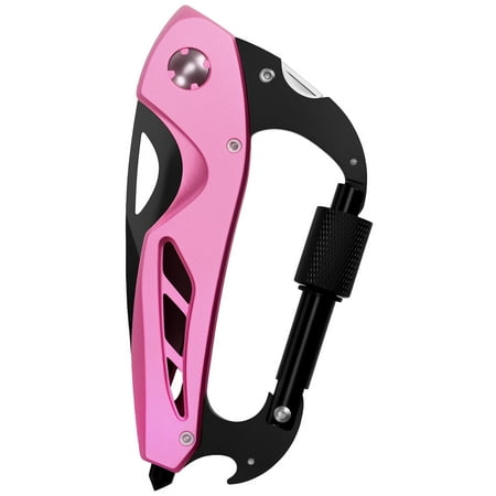 Pluokvzr Multitool Knife Stainless Steel Women Pocket Knife Portable Utility Pocket Knife Practical with Glass Breaker Bottle Opener Screwdriver EDC Hook for Camping Hiking