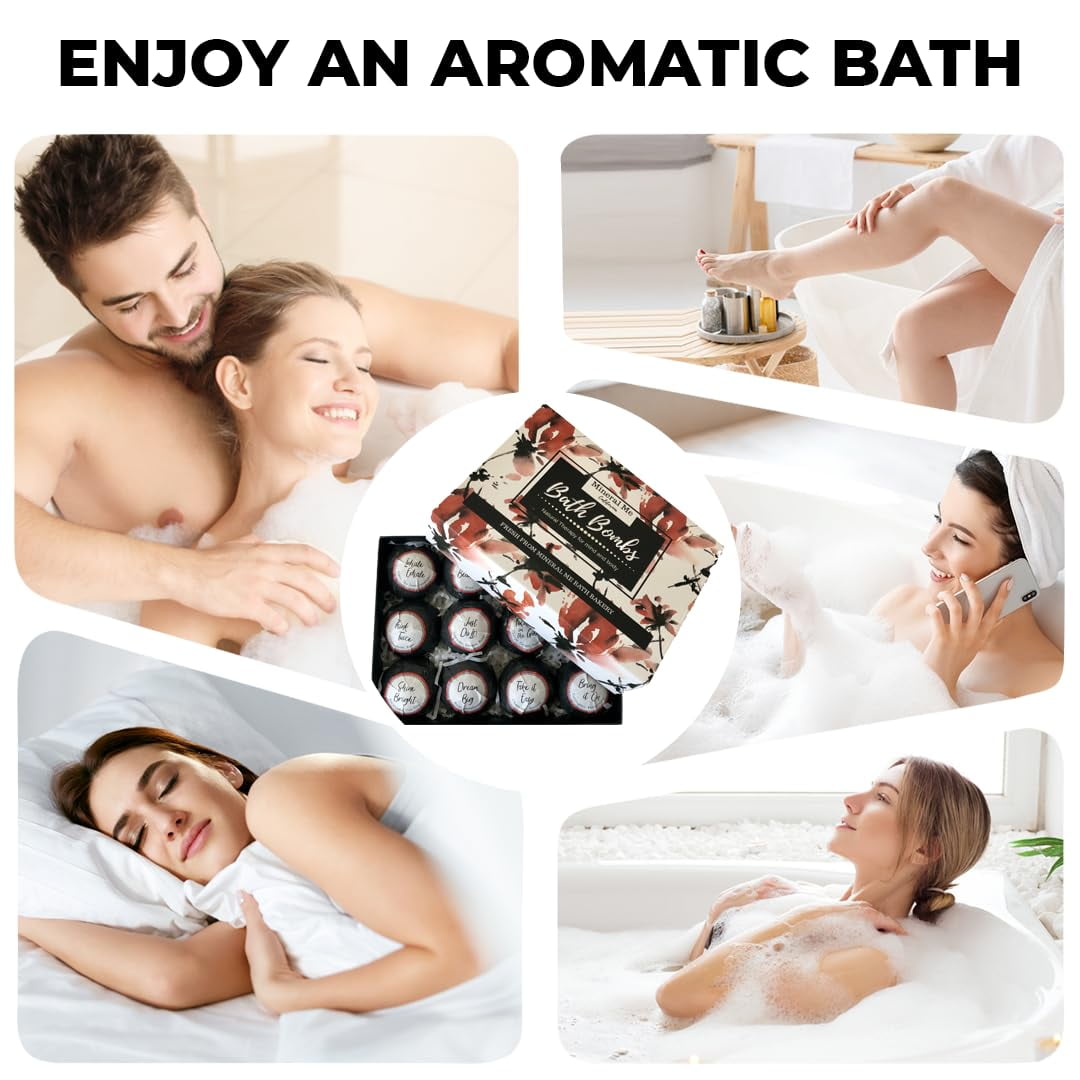 Bath Bombs for Women Relaxing with Inspirational Messages, 12 Natural and Organic Bath Bombs with Essential Oils & Skin Moisturizing Shea Butter. Selfcare Gift for Mom, Wife, Girlfriend
