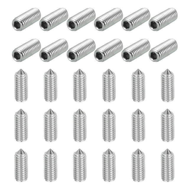 60 Pcs M6x16mm Set Screws, 304 Stainless Steel Cone Point Hex Socket Grub Screw