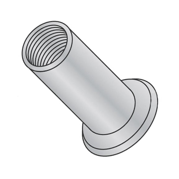 6-32 (Max Grip .075) Large Flange Blind Threaded Inserts / Aluminum Alloy 5056 / Large Flange / Non-Ribbed (Quantity: 1,000 pcs)