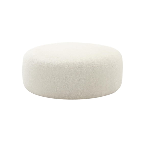 Maklaine Modern / Contemporary Cream Finish Boucle Fabric Ottoman