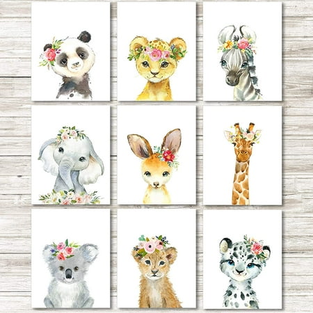 9 Pieces Watercolor Jungle Animals Wall Art Prints Unframed Watercolor Animals  Prints Posters Nursery Wall Decor Kids Bedroom Decorations Animal Themed  Birthday Party Supplies | Walmart Canada