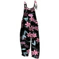 thumbnail image 5 of BONIXOOM Womens Jumpsuit Pants for Women Printed Mid Waisted Long Jogging Beach Jumpsuit Baggy Fit Flare-Leg Standard Pink S, 5 of 8