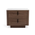 thumbnail image 2 of Cid Anay 23 Inch Nightstand, White Faux Marble Top, Walnut Veneer, 2 Drawers, 2 of 5