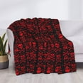 thumbnail image 3 of Disketp Red Skulls With Crossbones Flannel Blankets - Thick and Warm Blanket for Winter, Soft Fuzzy Plush King Blanket for All Seasons-50"x40", 3 of 6