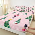 thumbnail image 3 of Manfei Happy New Year Twin Sheet Sets,Christmas Nutcraker Soldier Twin Fitted Sheet,Green Xmas Tree Flat Sheet For Teens,Ultra Soft Home Decor,3pcs, 3 of 7