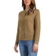 thumbnail image 4 of Knitted Cardigan for Women Button Down Crew Neck Long Sleeves Sweaters Outwear S Brown, 4 of 6