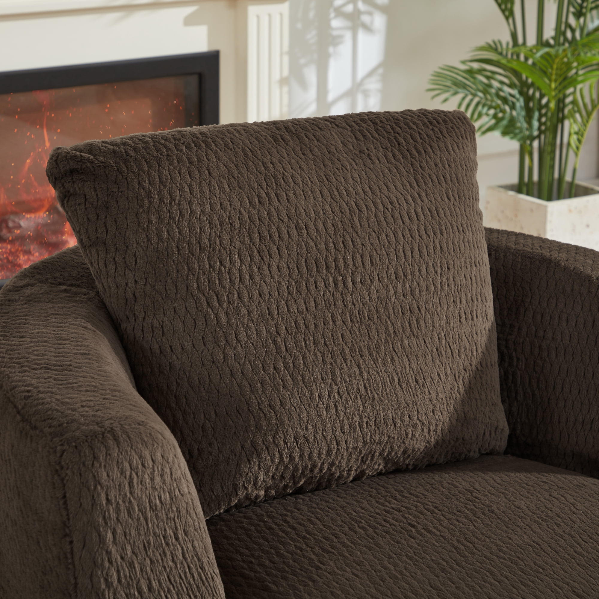 Swivel Accent Chair,360° Barrel Accent Chair,Modern Faux Fur Armchair for Living Room,Office,Apartment,Dark Brown