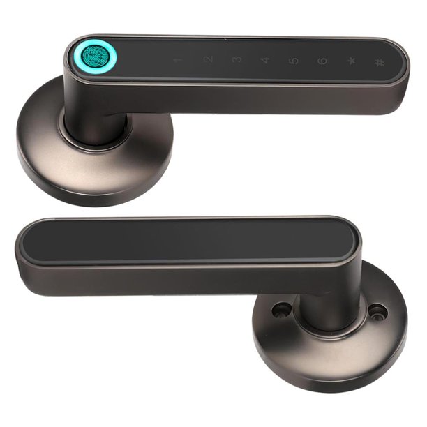Methold Cerradura de puerta inteligente sin llave Múltiples métodos de desbloqueo Cerradura de huella digital Cerradura de puerta con manija Electrónica Negro