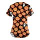 thumbnail image 3 of Camiseta de manga corta con cuello en V y temática de Halloween para mujer: estampado espeluznante de calabaza y telaraña, 3 of 3