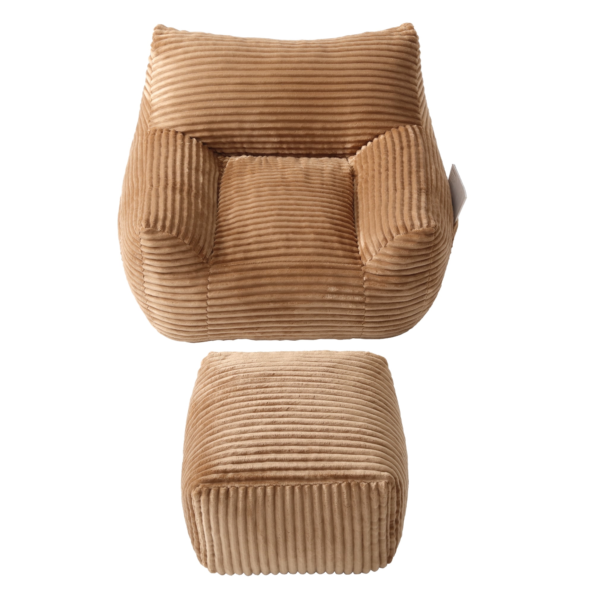 Oversized Adult Bean Bag Chair with Matching Ottoman, High Resilience Shredded Foam Ergonomic Lazy Sofa with Armrests for Gaming Reading, Ideal for Living Room Bedroom Dorm