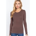 thumbnail image 2 of Simply Fashion Active Basic CrewNeck LongSleeve Slim Fit Cotton Tshirts,dark brown,medium, 2 of 4