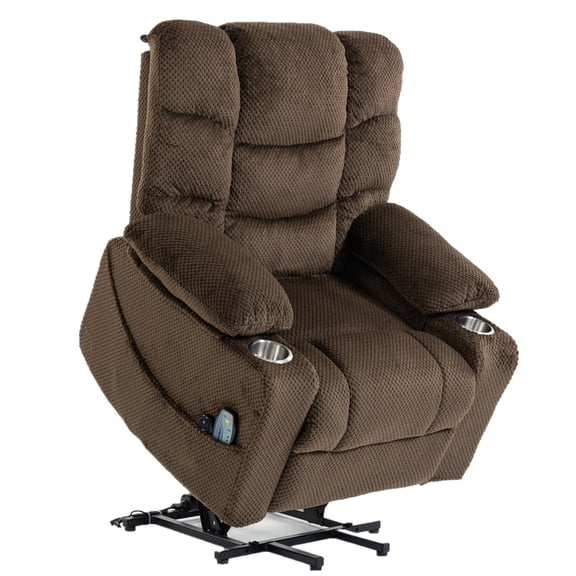 LITVZ Power Lift Recliner Chair for Elderly with Heat & Massage, Lay Flat 160° Electric Recline Chair with Remote, Cup Holder, Upholstered Stand Up Recliners for Adults
